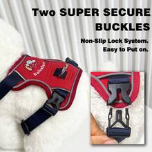 Adjustable Padded Reflective Oxford Cloth Anti-Pulling Dog Harness, Suitable For Large Dogs. No-Pull Dog Harness, Front Clip, Heavy Duty Reflective Design, With Easy Control Handle, Suitable For Walking Large Dogs. - Red - View 5