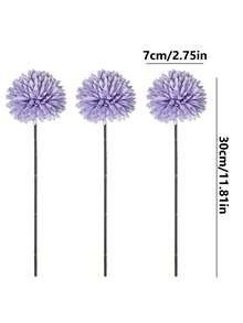 5pcs Artificial Chrysanthemum Flower Balls, Embroidered Balls, Wedding Decor, Home Vase Decor, Restaurant, Living Room, Bedroom, Bridal Bouquet, Wrist Corsage, Boutonniere, Birthday Party Decor, Valentine's Day Gift, All Season Decoration - Light Purple - View 3