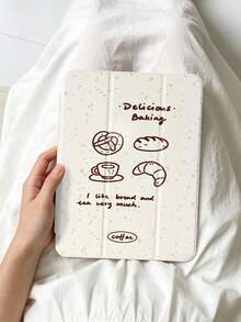 1 件装极简主义面包咖啡图案彩绘平板电脑保护套，兼容 iPad Mini 4/5/6/7、Air、9.7/10.2/10.5/Air 4/5、Pro 11 英寸（第十代）、Air 11 英寸（M3）2025、11 英寸（第十一代）2025、Air 8（M4）2026、Galaxy Tab A8 10.5 英寸 2022。包含笔槽、三折支架、TPU 软边保护、磁吸式睡眠/唤醒功能，设计简约/创意/趣味/个性化。 - 彩色 - 查看 3