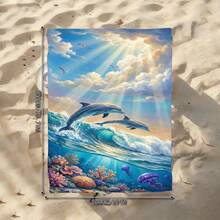 1 pieza Toalla de playa con diseño de delfín de tema oceánico, manta de playa extra grande de microfibra súper suave, toalla de baño súper absorbente, adecuada para viajes, piscina, buceo, surf, yoga, camping, disponible en varios tamaños, accesorios de playa para playa, piscina, viajes, camping, yoga - delfín - Ver 13