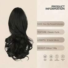 14" Curly Wavy Ponytail – Claw Clip Synthetic Hair, Highlight Blonde Layered High Volume, Easy Install For Daily/Party/Formal - Multicolor - View 2