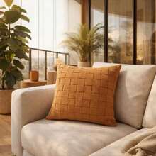 Macrame Cotton Ribbon Cushion Cover Boho Chic Rustic Trance Modern 45CM X 45CM - Camel - View 5