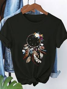 Bohemian Print Short Sleeve 3118 - Black - View 1
