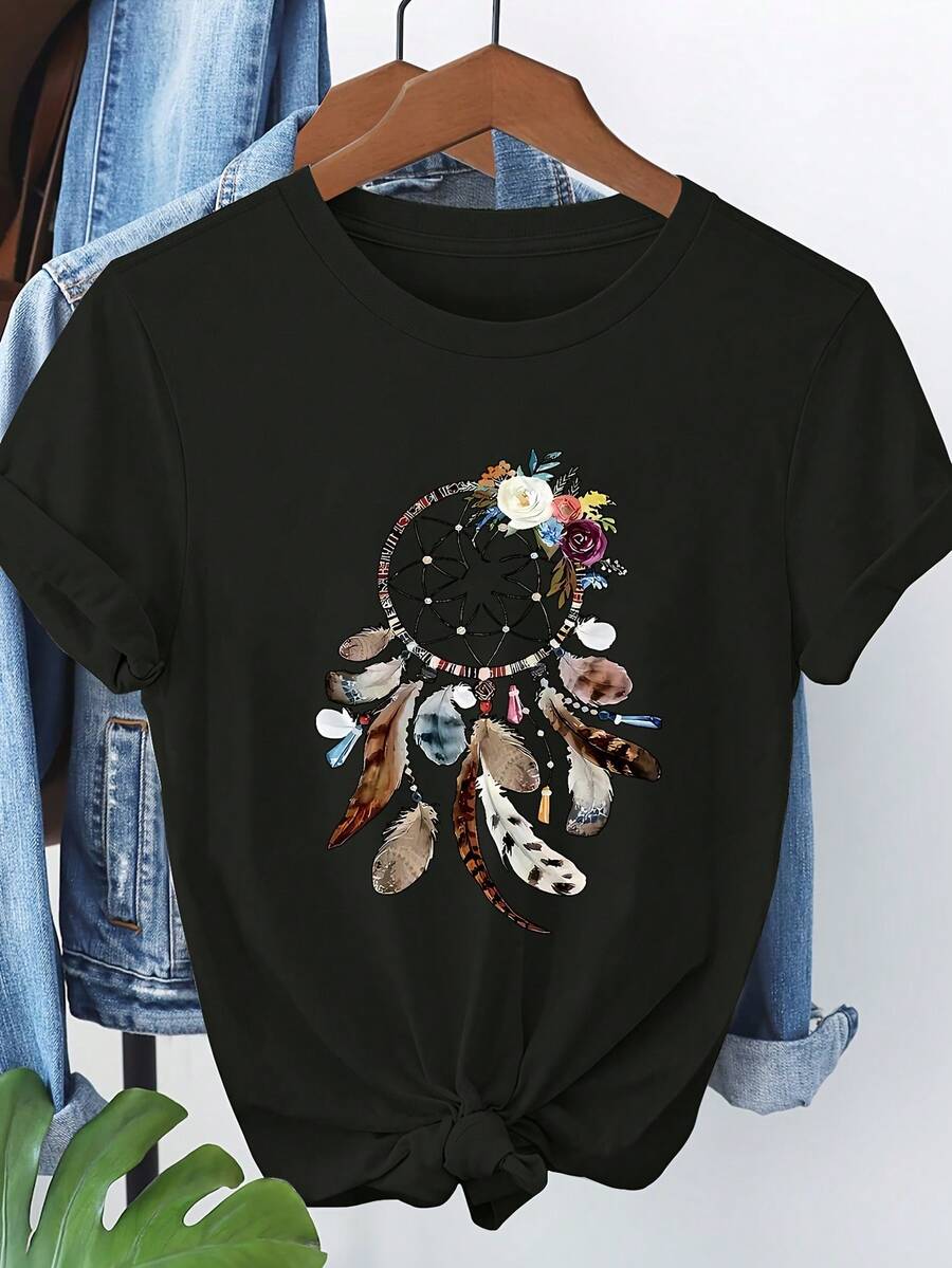 Bohemian Print Short Sleeve 3118 - Black - View 1