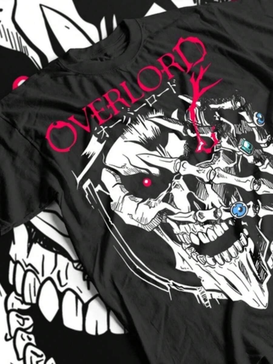 Anime Skull T-Shirt, Overlord Ainz Tee, Ooal Gown Albedo Shirt, Unisex Anime - màu đen - Xem 1