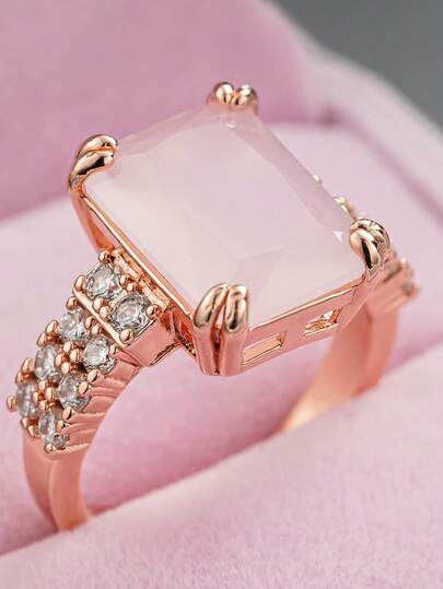 1pc Elegant Cubic Zirconia Ring, Suitable For Women, Ideal For Weddings, Engagements, Anniversary Parties, Valentine's Day Gift