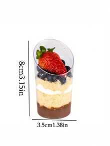 Bộ 50/40/20/10 chiếc cốc tráng miệng nghiêng, cốc nhựa mini trong suốt 3oz dùng cho bánh pudding trái cây, kem, bánh ngọt, món tráng miệng, tiệc tùng, đám cưới, ngày lễ tình nhân, tiệc sinh nhật, tiệc cưới. - trong suốt - Xem 2
