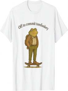 Funny Frog Meme Silly Dark Humor Off To Commit Tom Foolery T-Shirt - White - View 1