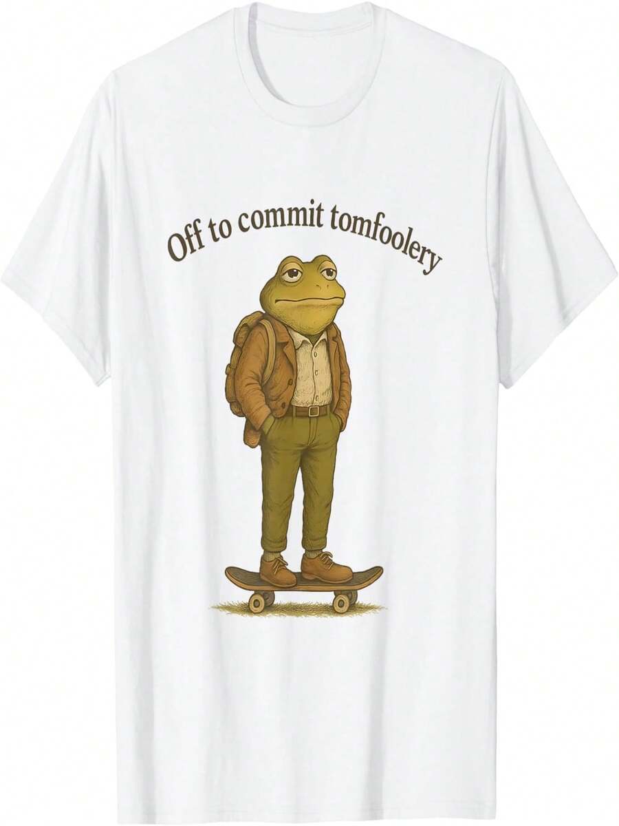 Funny Frog Meme Silly Dark Humor Off To Commit Tom Foolery T-Shirt - White - View 1