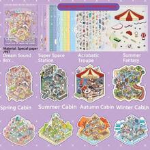 20pcs/Set Scene Stickers, Including 12pcs Material Stickers, 8pcs Scene Cards And 2pcs Reference Images, Suitable For Simulating Model Scenes And Mini Houses. Great As Birthday Or New Year Gift. - one-size - View 5