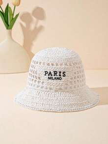 1 chiếc mũ rơm móc thủ công kiểu Bohemian hình tam giác ngược "Paris Milan" dành cho nữ, lý tưởng cho trang phục đi biển. - Paris trống rỗng - Xem 8