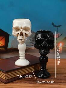 1pc Vintage 3D Skull Candle Holder Resin Candle Cup Base Home Decor Prop, Standing Skull Halloween Decor Candle Holder Incense Burner, Interesting Retro Gift, Rustic Outdoor Decor, Room Decor, Party Decoration, Day Of The Dead Decor, Suitable For Home Decor, Photography Props, Etc. - Multicolor - View 7