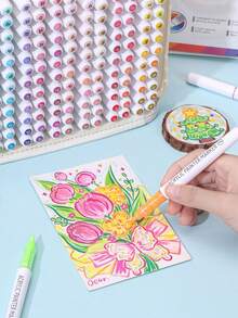 9-Color Set, New 288-Color Professional Set, 207-Color Direct Liquid Acrylic Paint Markers, Soft Tip Large Capacity Ink, Uniform Color, Odorless, Opaque, Suitable For Stone, Glass, Ceramic, Easter Eggs, Metal, Woodcraft Stationery, Student Watercolor Pens, Dual-Tip Oil-Based Markers For Art Students, Paintbrushes For Elementary School Drawing Books, DIY Creation, Suitable For School Art Supplies, Back-To-School Essential - Sets - View 9