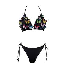 Ins Fashion Colorful 3D Butterfly Adjustable Strap Bikini For Hot Girls At The Pool And Beach - Black - View 6