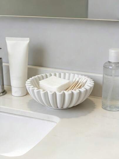Khay đựng trang sức bằng nhựa mờ màu trắng hình lượn sóng hiện đại, không vỡ và chống thấm nước, khay đựng đa năng phù hợp cho bàn trang điểm, phòng tắm, phòng ngủ, lối vào, văn phòng và trang trí nhà cửa.