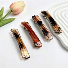 3个豹纹法式发夹，玳瑁纹交叉发夹，弧形亮面细发夹，女士款 - 彩色 - 查看 12