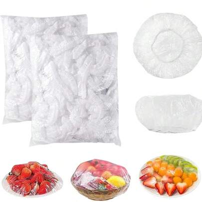 100/200pcs Heavy Duty Disposable Stretch Wrap, Blue & Red Dual Color Leak-Proof Dust-Proof Cling Film, Suitable For Kitchen, Party, Travel, Bowls, Plates, Fruits & Vegetables (300pcs), Food Material