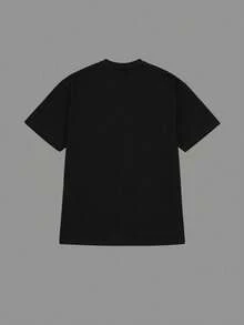 Women's Oversized Logo T-Shirt, Navy, Loose Fit, Short Sleeve, Casual, Streetwear - Black - View 3