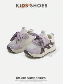 1 Par de Tênis Casuais Planos de Cano Baixo com Bico Redondo, Couro Sintético e Tela, Estilo Coreano, Adequado para Uso Diário, Passeios e Brincadeiras, [Selecione o Tamanho com Base na Medição Real em CM] - Roxo - Visão 3