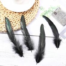 SOGUGOM Black Rooster Tail Feathers - 200 Pcs 5-7 Inch Craft Feathers Bulk For Craft Projects, Halloween, Hats And Cocktail Table Centerpieces(Black) - Màu A - Xem 6
