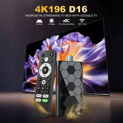 升级版 S905L3 智能电视接收器，搭载 Android 14 系统，四核处理器，支持 4K 视频解码，双频 WiFi (2.4/5.0GHz)，并具备 Fire TV Stick 功能