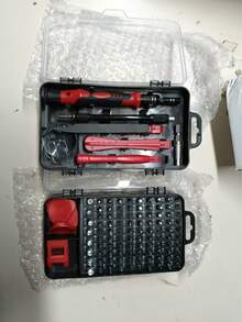 Bộ tua vít chính xác, bộ dụng cụ sửa chữa kèm hộp đựng, thích hợp cho máy tính, PC, điện thoại, máy chơi game, đồng hồ, kính mắt - Thép carbon, tay cầm chống trượt, đầu vít dẹt/chữ thập/hình sao, bề mặt được đánh bóng, màu đỏ và xanh dương, dụng cụ sửa chữa chuyên nghiệp | Hộp đựng dụng cụ | Bộ dụng cụ bền bỉ - A - Xem 11