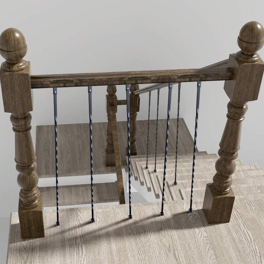 Treppen-Baluster aus Metall,  13 x 13 x 1122 mm dekorative Geländerspindeln aus verzinktem Stahl, 10er-Pack Deckbaluster mit hohlen Drehungen, satinschwarzes Wendeltreppengeländer - 44 Zoll Spiral - Übersicht 1