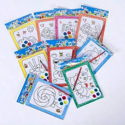 50 piezas Juego de Pintura de Acuarela, Incluye Papel de Acuarela, Pinturas de Acuarela, 1 Tarjeta para Colorear, 1 Pincel, 1 Pintura Semiseca de Cuatro Colores