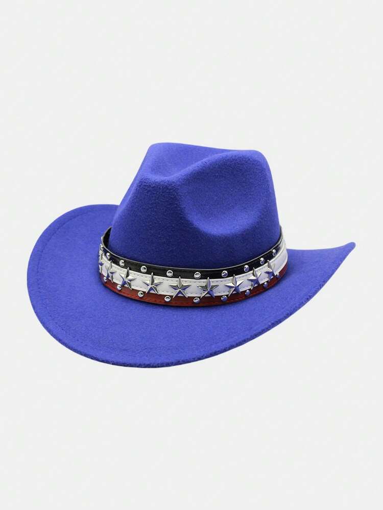 1PC Patriotic Kids & Teens Cowboy Hat With Star Rivets Retro Western Style For 4th Of July, Halloween & Events - 1PC - View 13