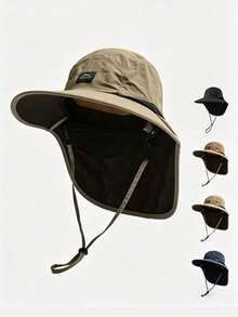 1 pieza Sombrero de ala ancha de unicolor unisex, sombrero de cubo para protección solar para excursionismo y camping al aire libre, primavera/verano/otoño - A - Ver 8