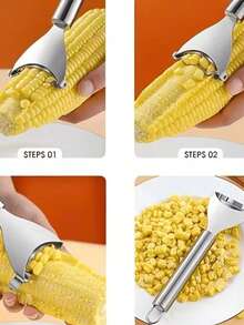 1 cái dụng cụ bóc vỏ bắp bằng thép không gỉ, dụng cụ tách lõi bắp với tay cầm thoải mái, dụng cụ nhà bếp - Dụng cụ bào ngô bằng thép không gỉ màu bạc - Xem 2