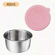1pc Portable Salad Sauce Container, Stainless Steel Condiment Bowl With Leak-Proof Silicone Lid, 1.6oz Small Stainless Steel Sauce Cup For Lunch Box, Picnic, Work, School, Outdoor Camping, Travel, Appetizer, Kitchen Essentials, Daily Use - Multicolor - View 9