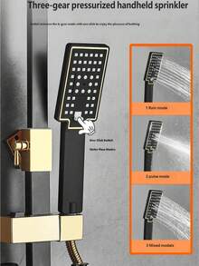 Shower System With 8-Inch Rain Shower Head And Handheld Shower, Black And Gold Exposed Shower System, 4-Function Bathtub Shower Faucet Set, Rain Shower Head With Handheld Sprayer, Complete Shower System Kit With Brass Valve (Some Parts Random, Some Packaging Random) - Black Gold - View 2