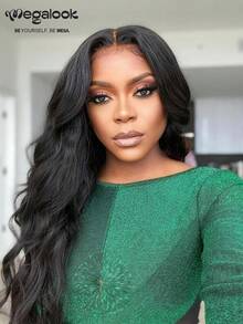 MEGALOOK 18-22 Inch Glue-Free Water Wave V-Part Human Hair Wig, Natural Black, Suitable For Daily Casual Wear, Low Coverage Natural Appearance, Suitable For Women's Daily Use - SNatural - View 2