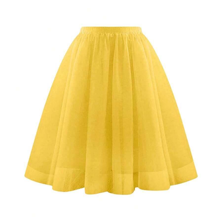 Falda tutú para mujer, falda Retro de los años 50, fiesta de tul, enagua Rockabilly de Ballet, vestido de baile, falda de malla para Cosplay - Aire - Ver 1