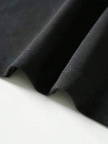 Casual Polyester T-Shirt With Round Neck And Mesh Collar - 黑色 - 查看 4