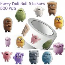 500 st/rulle söta fluffiga monsterklistermärken, kawaii lurviga varelser klistermärken i rulle för gör-det-själv-dagbok, gitarr, laptop, kuvertförsegling och presentinslagning - Multifärgad - Visa 1