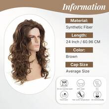 Long Brown Curly Wave Wig For Men Daily Use - Multicolor - View 2