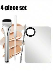 8 pièces/4 pièces/1 pièce Palette de maquillage et set de pinceaux de maquillage en acier inoxydable, conçu pour les femmes, comprend une palette de mélange, une spatule de mélange, un grattoir de fond de teint, un pinceau de fond de teint, un pinceau à paupières, un pinceau à cils avec un outil grattoir. Pour le mélange des couleurs de maquillage, le mélange de pigments professionnels. 1/2 pièce set, maquillage, abordable, décoration de la chambre, coiffeuse, voyage, chambre à coucher, accessoires de maquillage - Multicolore - Voir 11