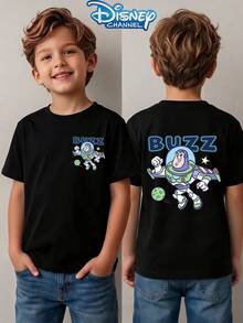 Disney 1pc Teen Boys Casual Toy Story Buzz Lightyear Print Short Sleeve Tshirt Boys Clothes Kids Clothes Boys Boys Shirts Summer - màu đen - Xem 1