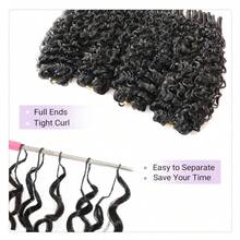 Uveous Burmese Curly Crochet Hair For Women 60g Pre-Separated Feather Crochet Human Hair Invisible Knotless Human Crochet Hair Reusable Lightweight Hair Extensions Natural Black 18Inch - Natural Black - 查看 5