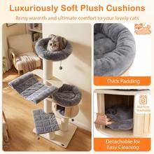 68.5'' Cat Tree Condo 4-Layer Wooden Kitten Activity Tower W/ Sisal Posts - 灰色 - 查看 9