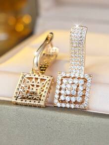 1 paire de boucles d'oreilles géométriques en zirconium cubique élégantes - parfaites pour les accessoires de mode quotidiens, les tenues de soirée ou les cadeaux réfléchis - des boucles d'oreilles - Voir 4