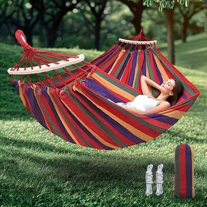 1 Outdoor Garden Hammock With Tree Straps, Anti-Roll Hammock With Curved Strap Suspension, Durable Hammock With A Load Capacity Of Up To 450 Pounds, Portable Hammock With A Travel Bag, Ideal For Outdoor/Park Patio Backyard Camping And Leisure Use