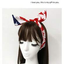 85cm American Flag Style Star Striped Pattern Scarf, Fashionable Hair Accessory For Independence Day,Travel,Party - Multicolor - View 4