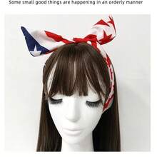 85cm American Flag Style Star Striped Pattern Scarf, Fashionable Hair Accessory For Independence Day,Travel,Party - Multicolor - View 5