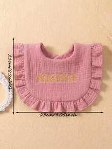 4pcs Girls' Summer Candy Color Pure Cotton Embroidered Bibs, Soft & Skin-Friendly Ruched Baby Drool Cloths, Mother's Day Gift, Suitable For Daily Use - Multicolor - View 2