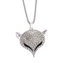 Collar sencillo para hombre, nueva colección de primavera. Collar de mujer con estilo de moda personalizado, colgante de zorro con diamantes incrustados, cadena larga de suéter como regalo para ti mismo - Multicolor - Ver 2