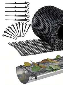 Red de protección de plástico para canaletas de drenaje, red para aleros, red para canaletas para evitar el bloqueo de hojas, cubierta de malla para bajantes - 0,18 m de ancho * 6 m de largo (10 clavos) - Ver 2