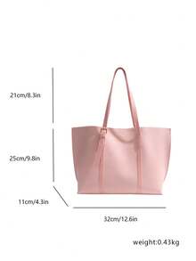 Large Capacity Handbag For Women, New Minimalist Fashion Versatile Commuter Shoulder Tote Bag - Pink - View 2